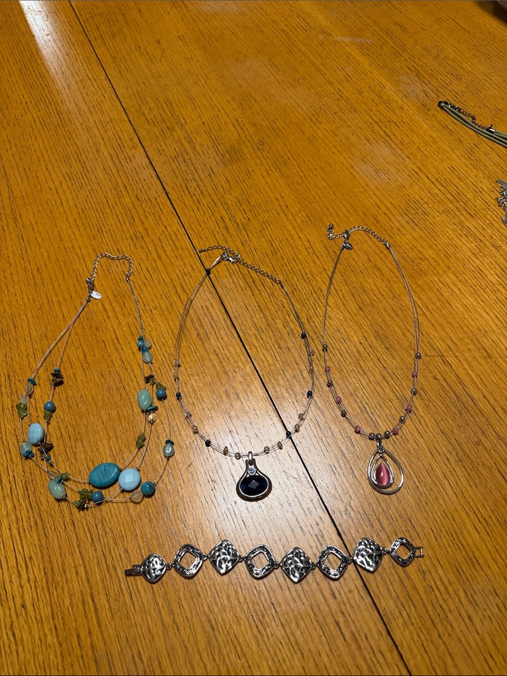 Lia Sophia set of 4,Silver Necklaces with pendants,beaded necklace,bracelet